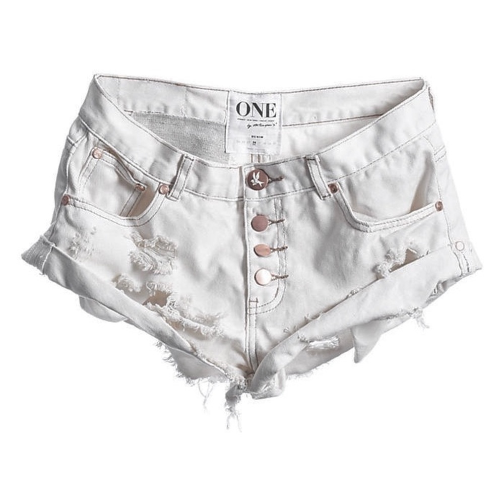 One Teaspoon distressed white shorts 24